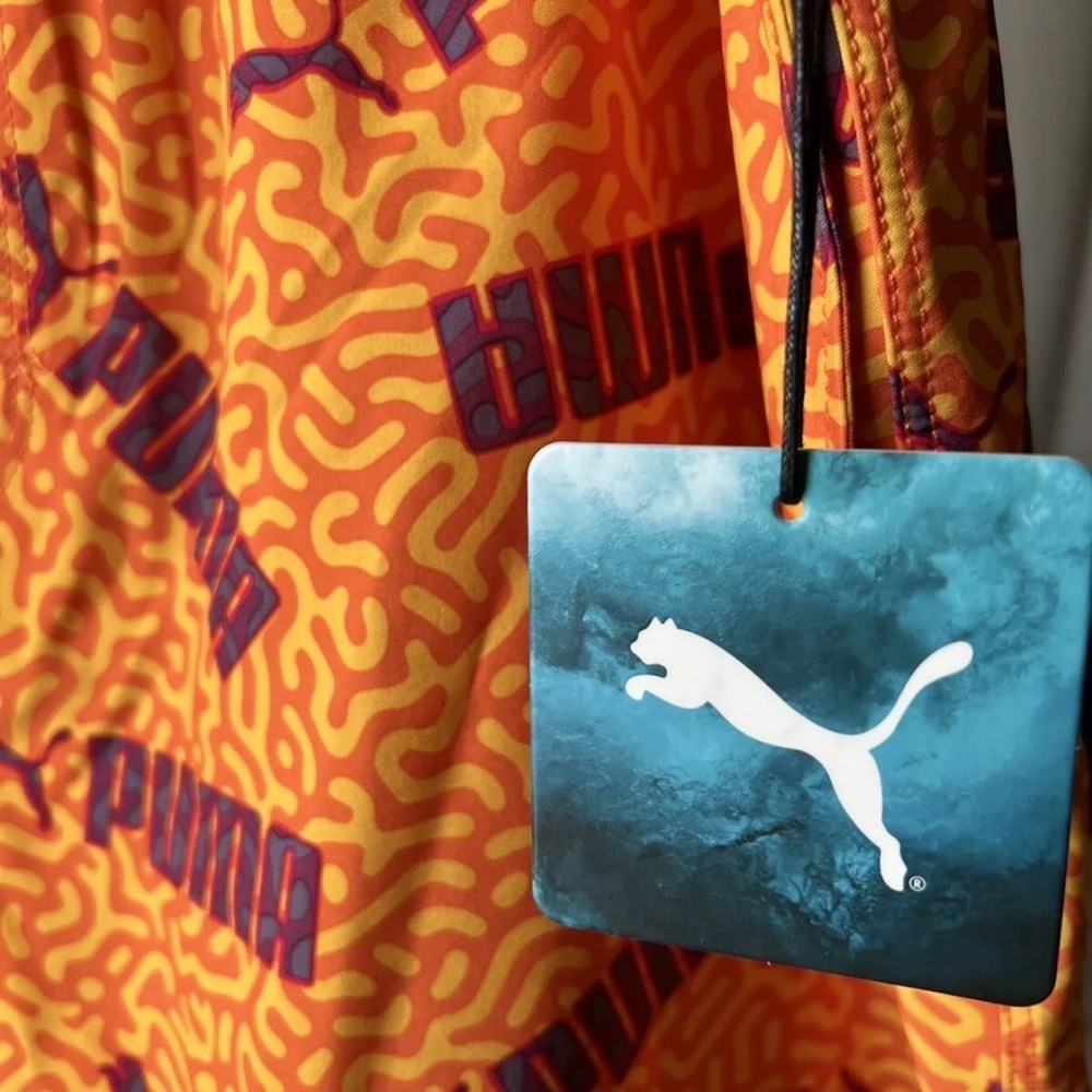 Puma No Fade Swim Trunk 7in Inseam Size XL Orange W/Logo Accent NEW $55 - Picture 5 of 11